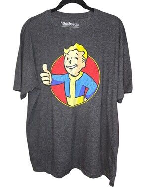 Bethesda Fallout Vault Boy Thumbs Up Graphic Tee Gray Size XL